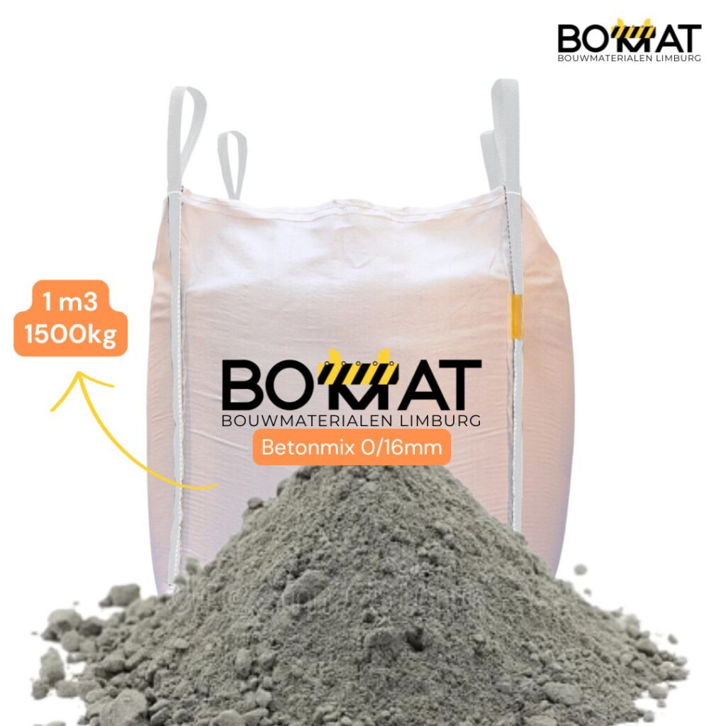 Betonmengsel 0-16 mm Big Bag (1 m³ – 1500 kg) – Hoogwaardige betonmix voor betonmortel en funderingen.
