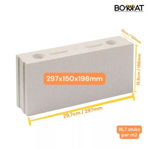 Kalkzandsteen Lijmblok 297x150x198 mm – CS12 Makz – voor binnenmuren – per stuk of per pallet verkrijgbaar