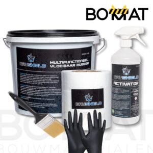 Starterpakket waterdichting met rubber 5kg, activator, Geotex 15cm x 20m, kwast en handschoenen – complete kit voor dak en badkamer afdichting
