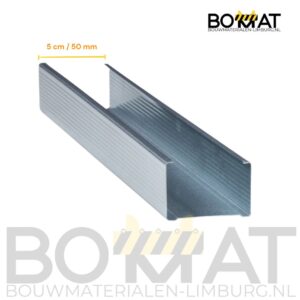 Bestel het C50 metal stud wandprofiel (300cm) van verzinkt staal voor snelle en strakke montage van lichte binnenwanden. Levering op locatie mogelijk!