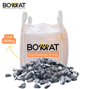 Zwart basaltsplit 8–11 mm in big bag van 1m³ – siergrind voor tuin en oprit