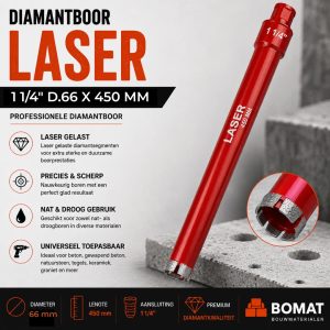 Diamantboor LASER 1 14″ D.66 X 450 MM - Bouwmaterialen Limburg BOMAT BV