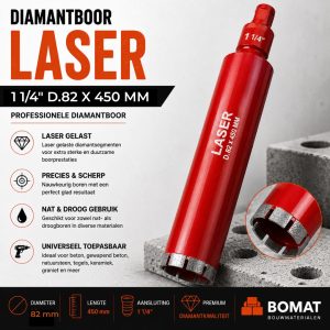Diamantboor LASER 1 14″ D.82 X 450 MM - Bouwmaterialen Limburg BOMAT BV