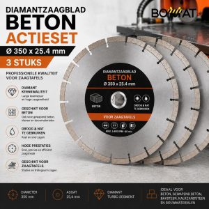 Diamantzaagblad Beton Actieset ø 350 x 25.4 3 stuks Bouwmaterialen Limburg BOMAT BV