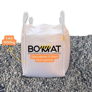 Koop Granodioriet 0-8 mm Noors graniet in Bigbag 1500 kg. Ideaal voor opritten, tuinpaden en halfverharding. Scherpe prijzen, snelle levering en afhalen mogelijk.