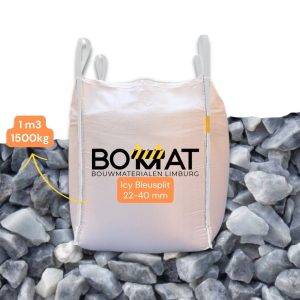 Koop Icy Bleusplit 22-40 mm in Bigbag van 1 m³ (1500 kg). Ideaal voor siertuinen, opritten, schanskorven en erfverharding. Scherpe prijzen en snelle levering.