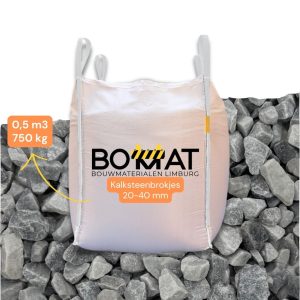 Kalksteenbrokjes 20-40 mm Bigbag voor drainage en oprit
