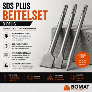 SDS Plus beitelset, 3-delig - Bouwmaterialen Limburg BOMAT BV