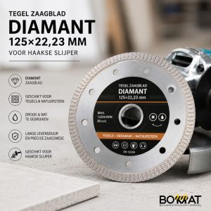 Tegel Zaagblad diamant 125×22,23 mm voor Haakse Slijper Bouwmaterialen Limburg BOMAT BV (1)