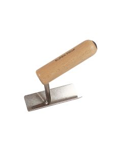 Japanse hoekschop inwendig dubbeltje rond, 100x30mm RVS houten handgreep