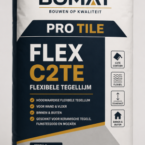 BOMAT Pro C2TE flexibele tegellijm 25 kg voor binnen en buiten.